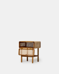 Teak and cane bedside table - Image 2