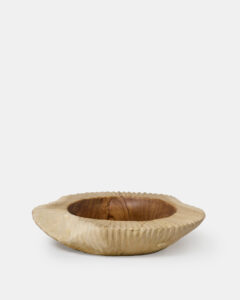 Large grooved teak bowl/trinket dish - 40 cm - Image 2