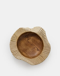 Large grooved teak bowl/trinket dish - 40 cm