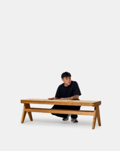 Rattanian bench in teak wood and caning - Image 3