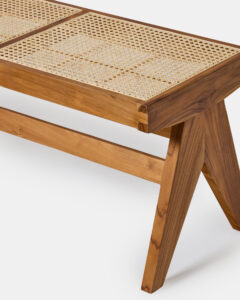 Rattanian bench in teak wood and caning - Image 4