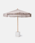 Beige synthetic macramé parasol