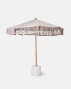 Beige synthetic macramé parasol