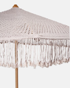 Beige synthetic macramé parasol - Image 2