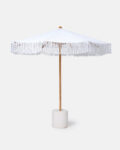 White synthetic macramé parasol